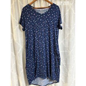 Joyspun Women's Dreamy Soft Collection Navy dots Sleepshirt Dress SZ L
